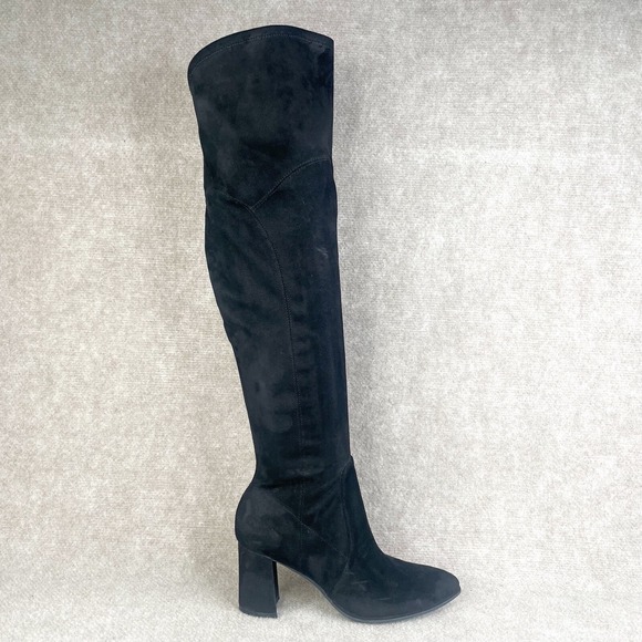 Marc Fisher Boots Womens 8.5M Luley Over the Knee OTK Black Shoes Block Heels - Picture 1 of 9